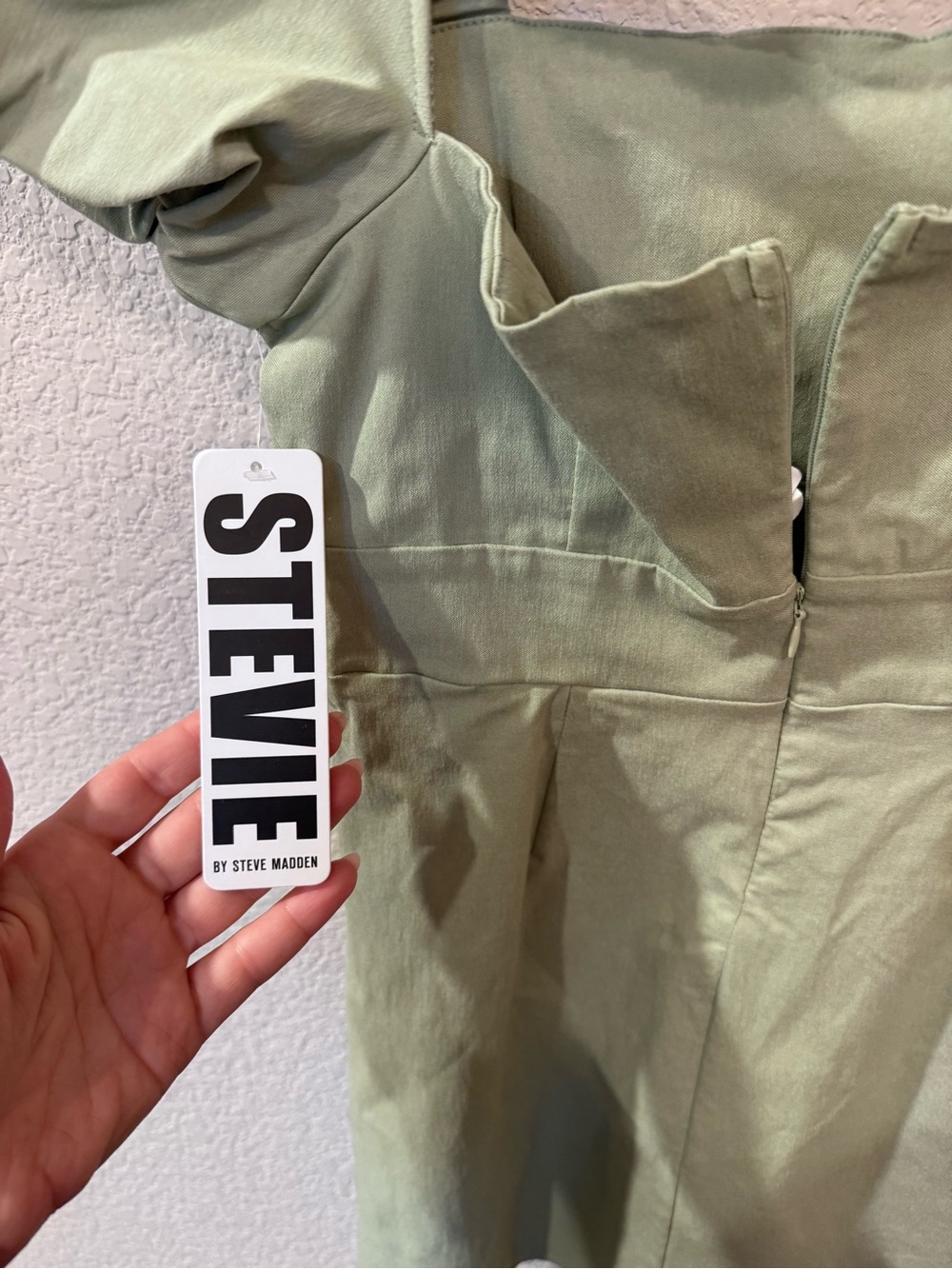 Steve Madden Sage Green Puff Sleeve Mini Dress | Cottagecore & Clean Girl - Picture 6 of 11